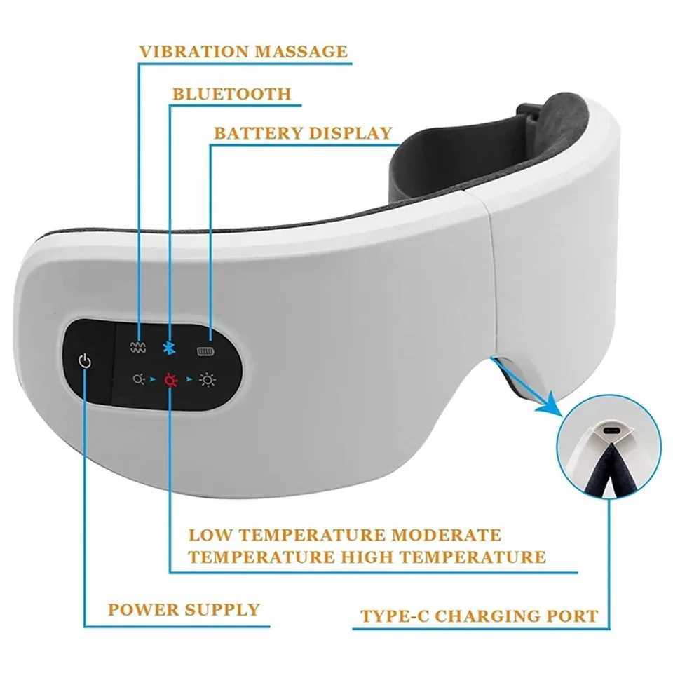 Electric intelligent eye massager with Bluetooth hot compression vibration to relieve eye fatigue dark circle eye massager W241213