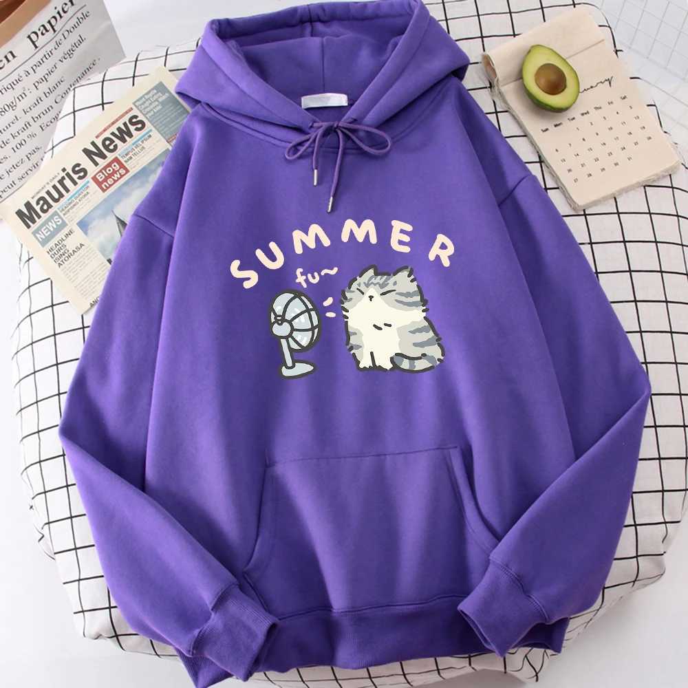 Short Beauty Blowing Fan Fun Print Mens Sweatshirt Breathable Original Street Clothing Graphic Sports Pullover Outdoor Novel Top W241213