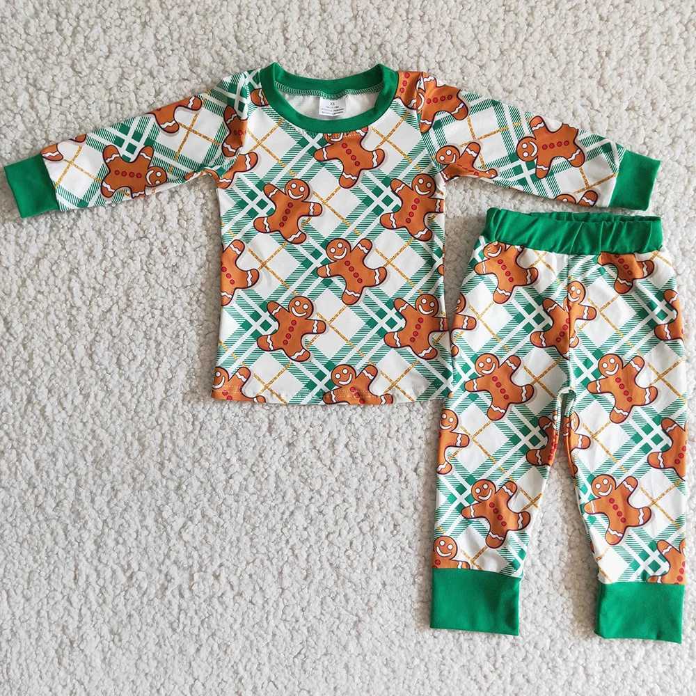 Hot selling childrens designer clothing girls pajamas boys pajamas set Christmas gingerbread boutique baby girls pajamas new W241213