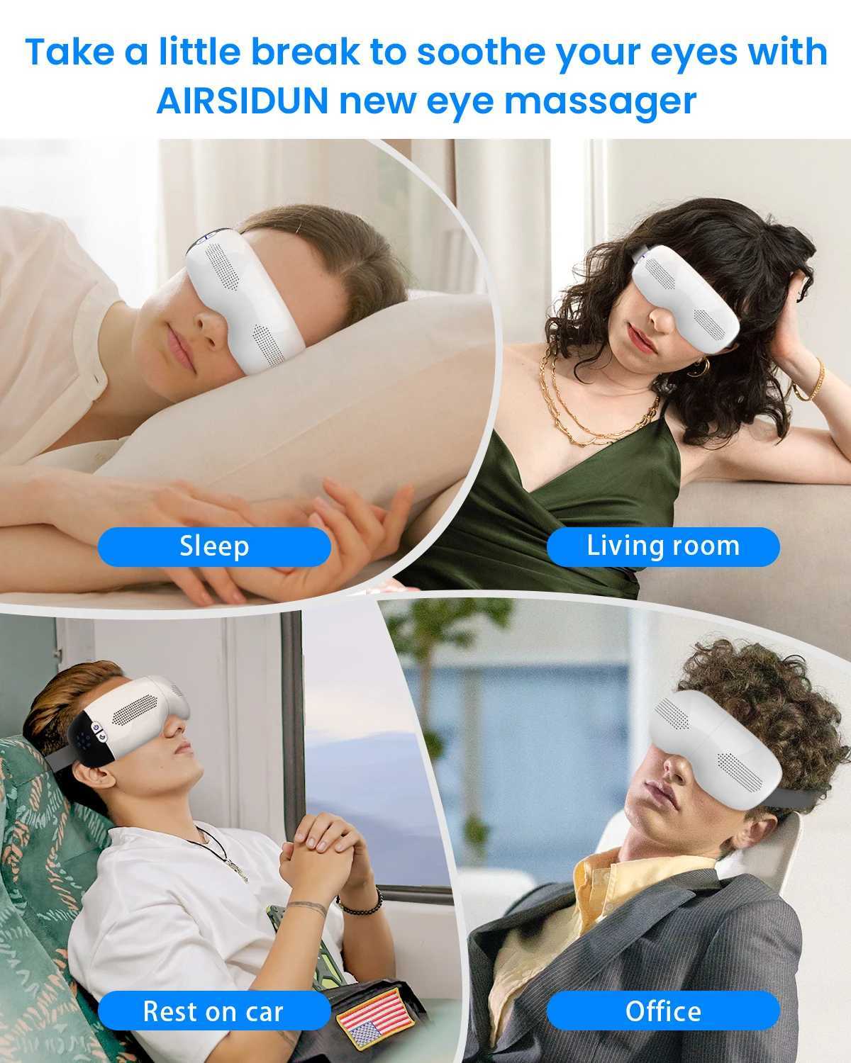 Airsidun eye massager with heated and cooled eye mask used for dark circle inflation 3D Airbag kneading vibration eye massager W241213