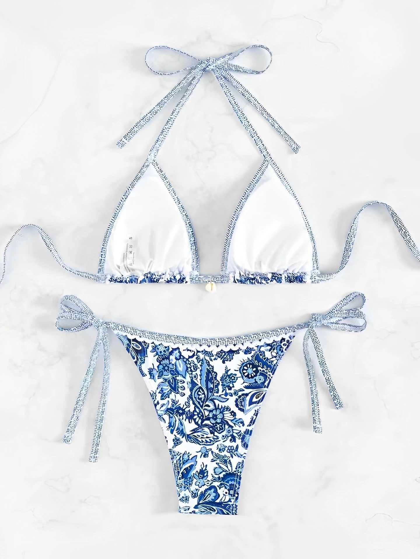 2024 Halter String Triang Two Piece Bikini Women Swimwear Fa Swimsuit Bathers Bathing Swimming Suit Beachwear SummerXJ241212