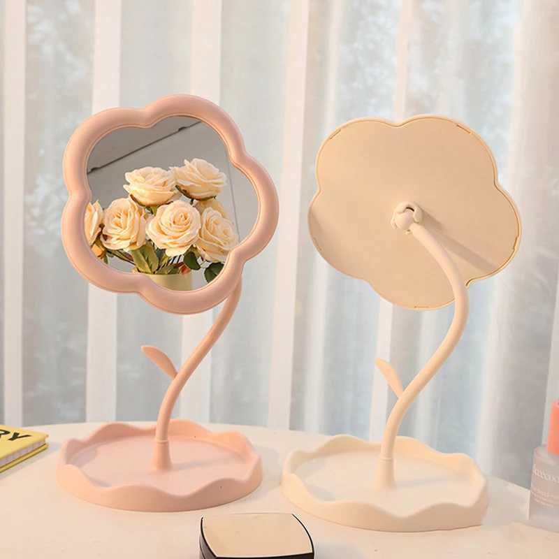 1Pcs Flower Shaped Mirror Decorative Mirrors Makeup Mirror With Jewelry Hair Accessories Tray Tabletop Mirror Home DecorXJ241213