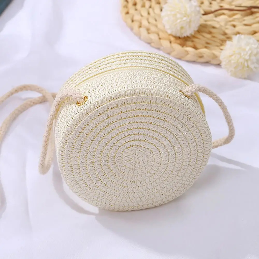 Shell Shape Straw Bag Handmade Handbag Rattan Woven Summer Beach Women Girl Shoulder Bags Children Coin Purse 241203
