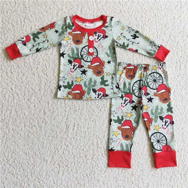 New Christmas Match Baby Boys and Girls Red Checkered Button Long Sleeve Pajama Set Wholesale Boutique Childrens Clothing RTS W241213