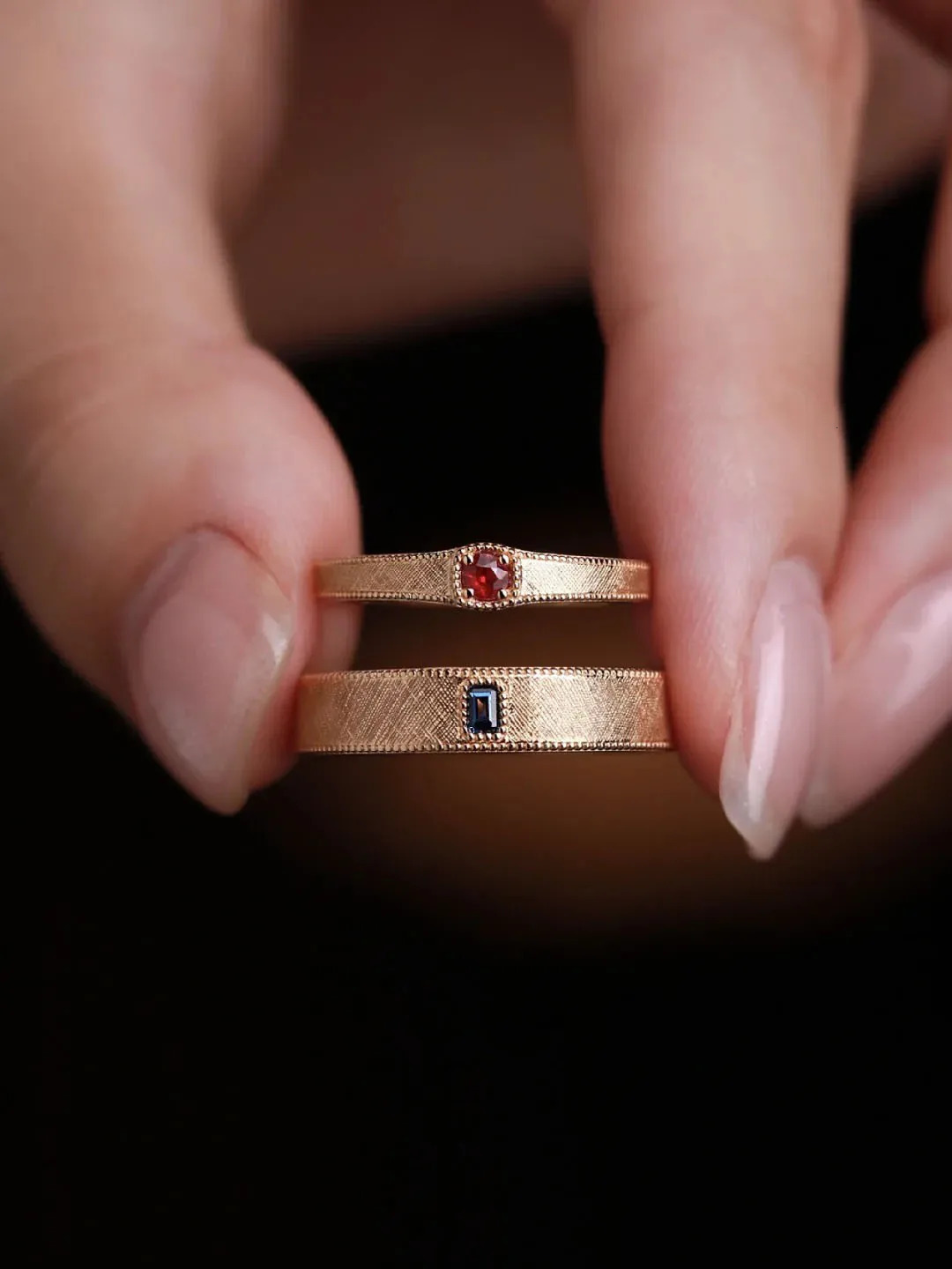 ner Handcrafted Red Blue Sapphire Set S925 Sterling Silver Womens Couple Ring Engraved Wedding Engagement Gift 241213