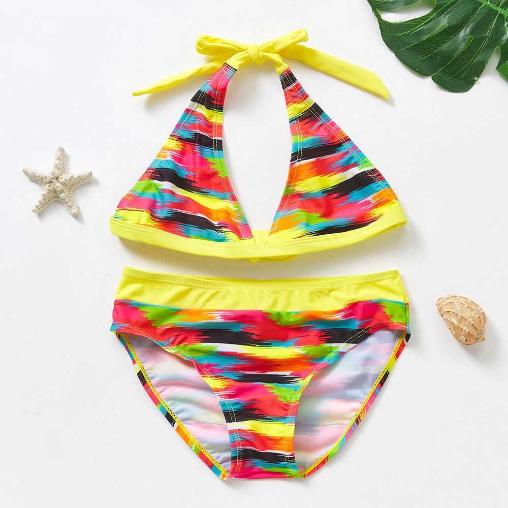 5-16Y Teenager Girls Swimsuit Two-Pieces Children Biquini Suits Large Girls Beach Wear Kids Bikini sets SwimsuitXJ241212