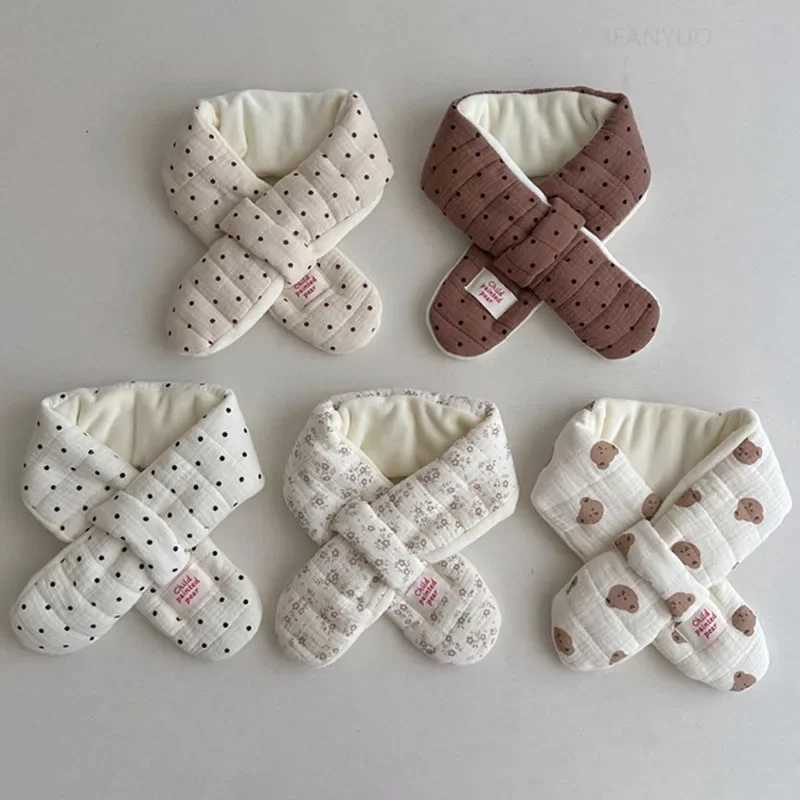 Scarves Wraps Korean Cartoon Bear Wool Fur Cross Warm Scarf Baby Fake Collar Neck Guard Shawl Winter Blouse Shoulder Cape Children Neckerchief H241213