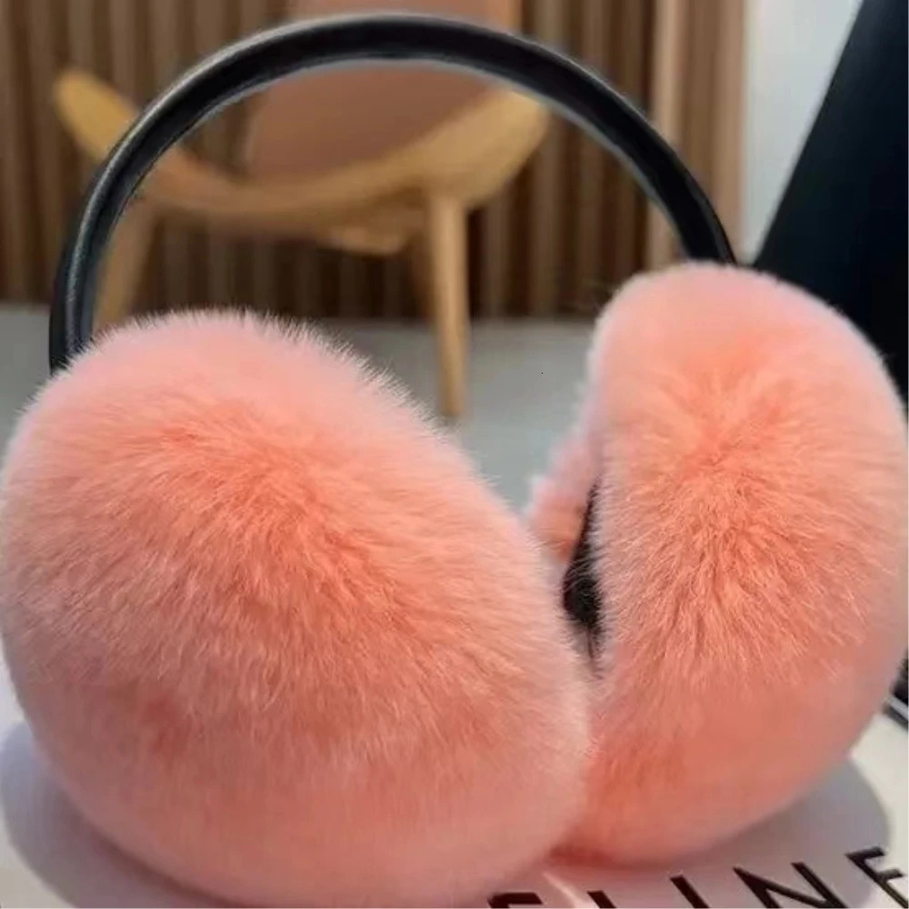 Womens natural fur earmuffs winter fur headphones soft and warm cables real Rex rabbit earmuffs cold weather 241211