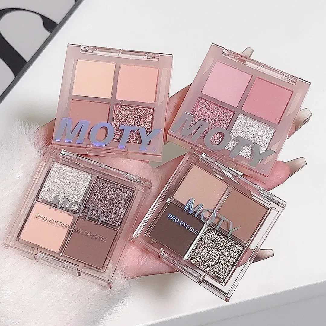 Cute Mini 4-color Eyeshadow Palette Glitter Matte Pink Brown Shimmer Waterproof Lasting Eyeshadow Highlighter Makeup Cosmetics W241213