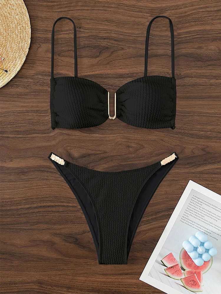 OIINAA Swimwear Women Solid Sexy Bikinis Set Drawstring Beachwear Summer Two-pieces Swimsuit Fa Thong Bather Bathing SuitXJ241212