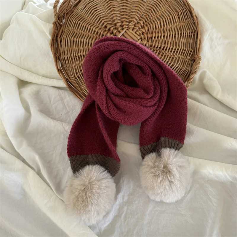 Scarves Wraps Christmas Scarf Kids Scarf Boys Girls Cute Knitted Acrylic Warm Soft Small Scarf Baby Boys Cartoon Red Christmas H241213