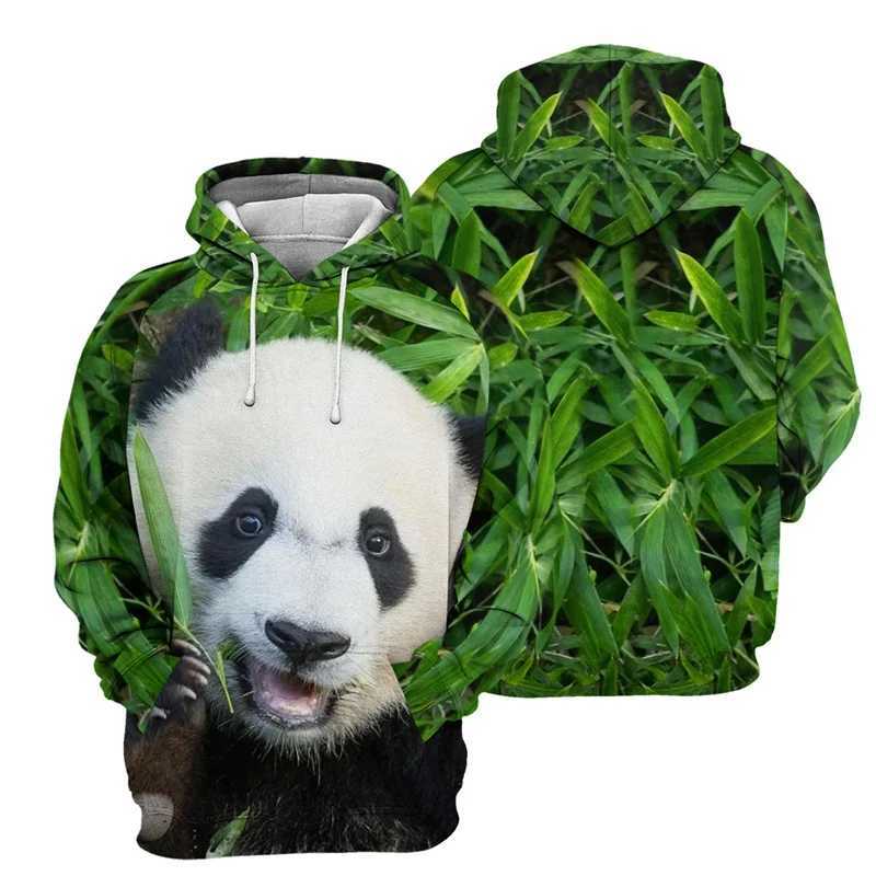Animal 3D Printing Panda Bear Mens Hoodie Hot Selling Long Sleeve Pull up Sports Shirt Street Hoodie Mens Childrens Clothing W241213