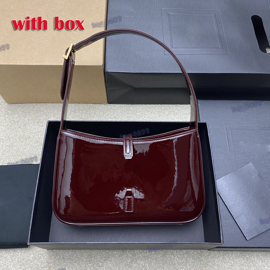 Designers Woman Shoulder Bags Top Designer Underarm Bag LE5A7 HOBO Bag Burgundy Patent Leather Evening Bags Women Bags Luxury Wine Red Half Moon Bag handbags Purses