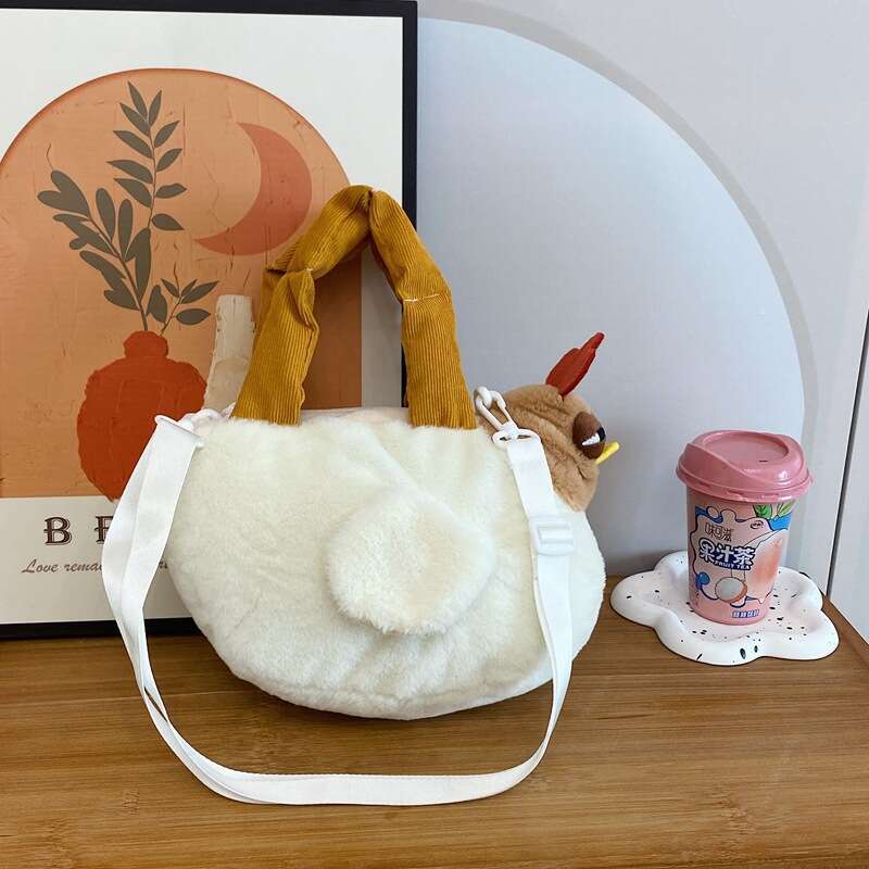 Trendy, funny, creative, healing, Gugu chicken, ugly, plush toy, girl's stylish, cute handbag, crossbody bag
