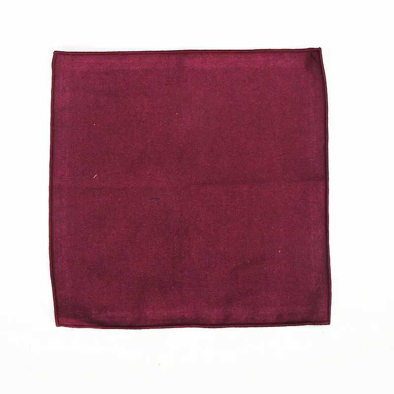 2019 New Mens Cotton Pocket Square Solid Color Black Pink Blue Handle Headscarf Wedding Party Set Hanji 25 * 25CM W241213