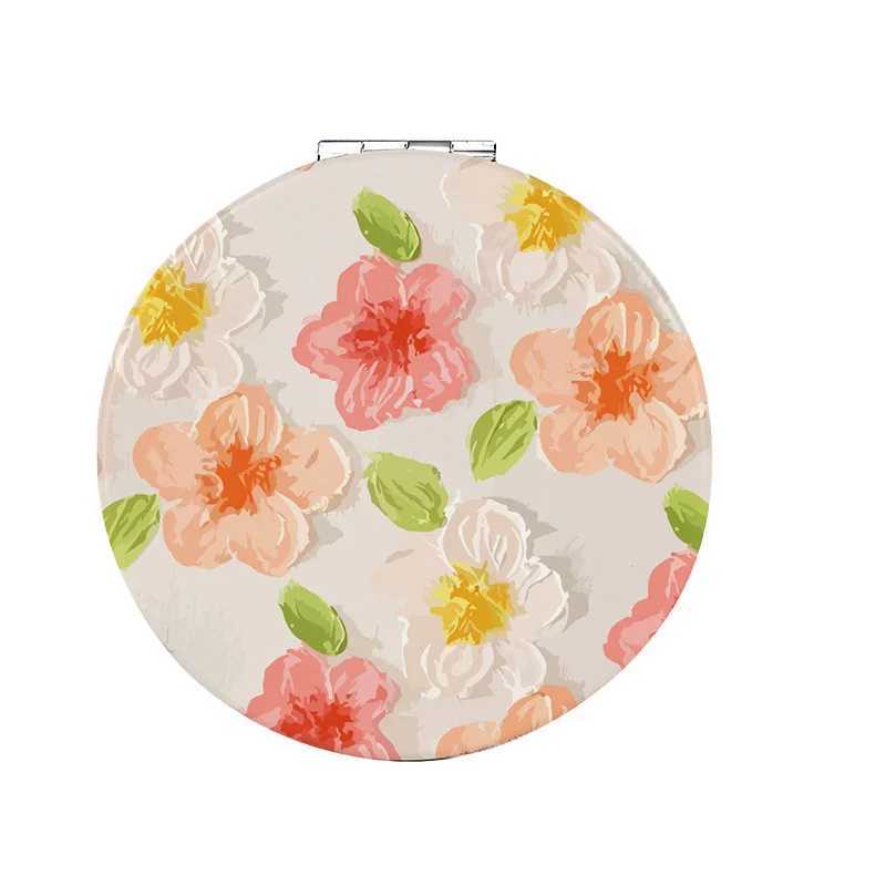 Portable Cosmetic Mirror Small Oil Painting Style Portable Foldable Double-sided Mirror Hand-held Compact Mirror TravelXJ241213