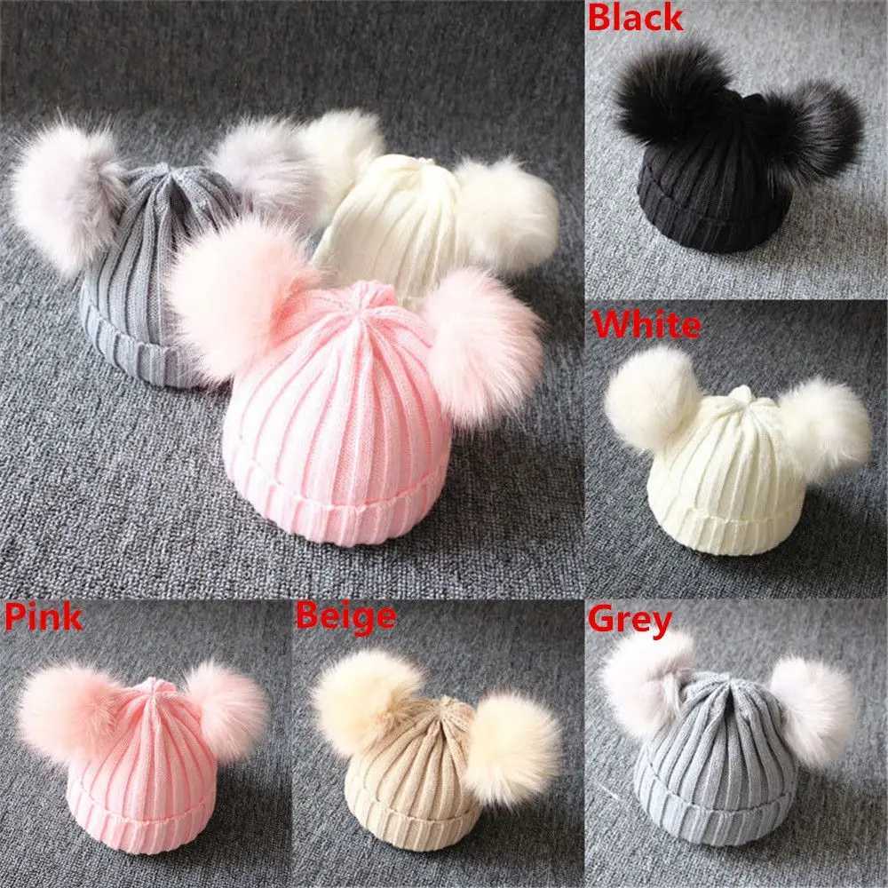 Knit Beanie Cap Toddler Kids Baby Boys Girl Warm Winter Pom Bobble HatXJ241213