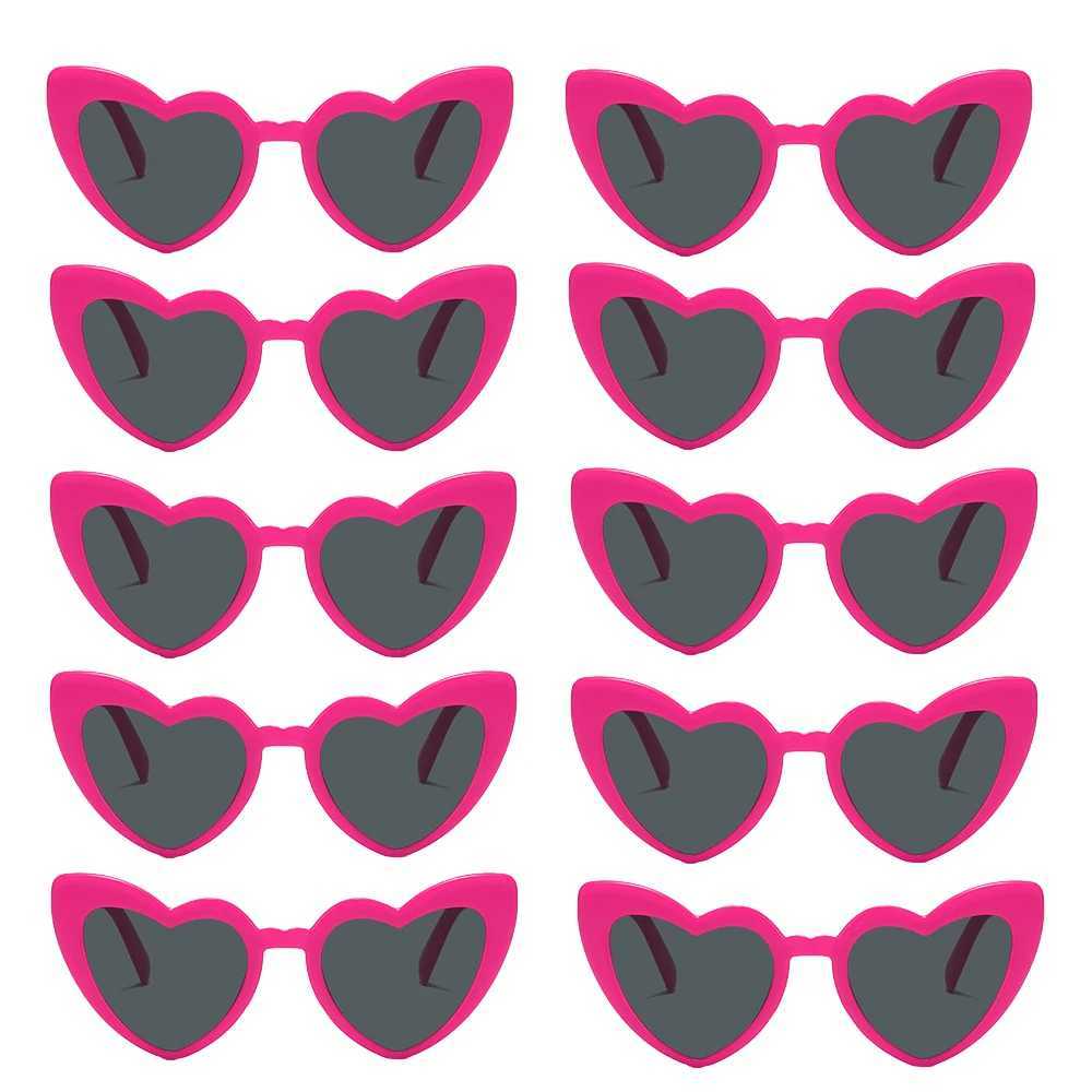 Sunglasses 10pcs Red Heart Shape Sunglasses for Women Bachelorette Party decoration Vintage Glasses wedding Party Favors Bridesmaid Gifts H241213