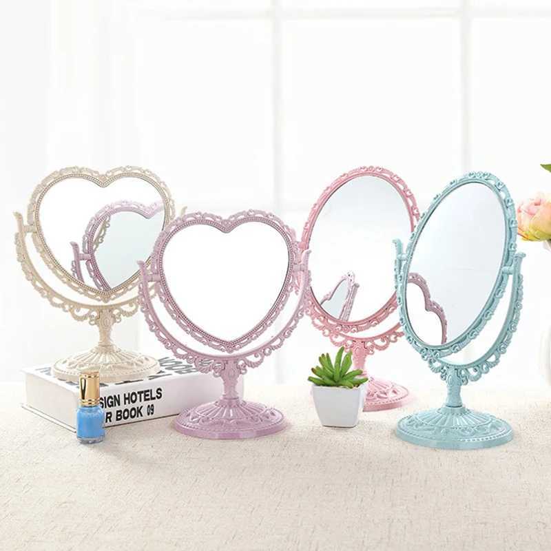 Cosmetic Heart-Shaped Mirror Functional Durable Desk Type Vintage European Style Makeup Mirror For Makeup Pocket Compact MirrorsXJ241213