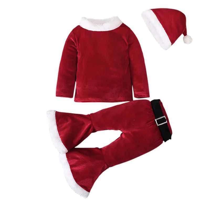 New Years Christmas clothing childrens newborn clothing set winter wool top+pants+hat baby boy and girl clothing Santa Claus set W241213