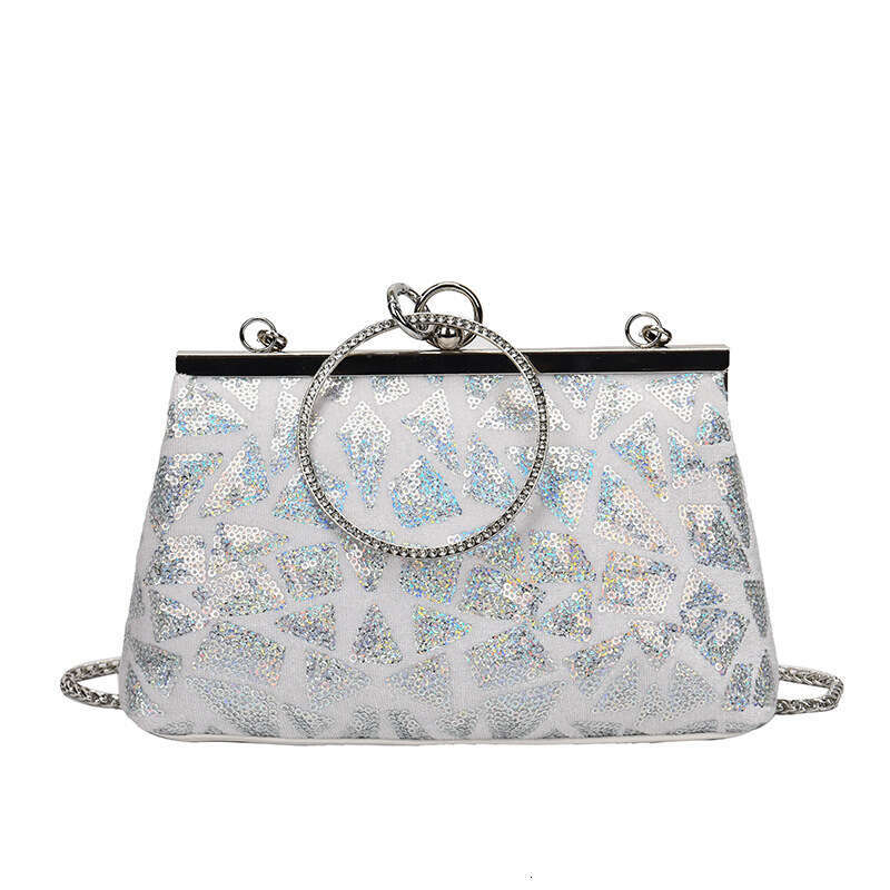 Bag women in 2024, with high-end feel a clip on handle. Small square bag for niche evening wear, dinner party single shoulder crossbody bag. 2024 new 