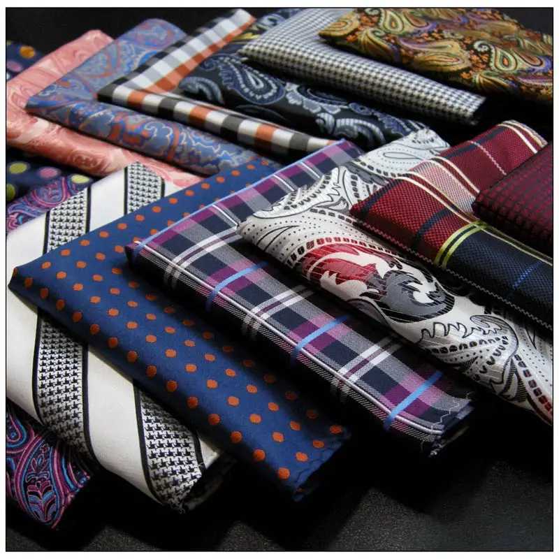 43 Colors Mens Handkerchief Plaid Floral Stripes Hankies Hanky Business Pocket Square Chest Towel 25*25CM W241213