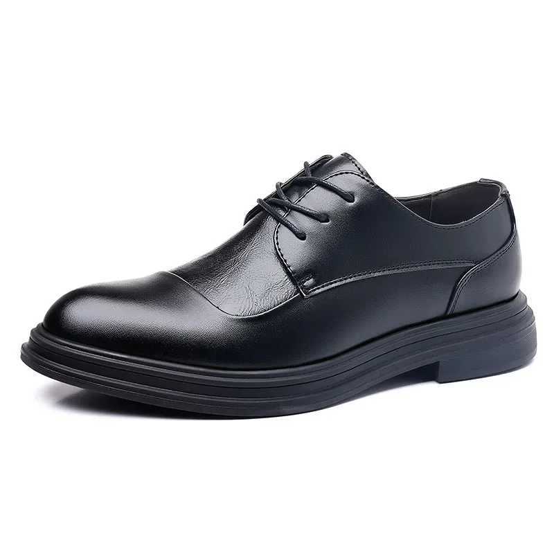 Top quality Brand High Quality New Style Free Delivery Designer Black Leather Men Wed Dress Shoe Lace Up Casual Business Oxfords Point Toe Office Form