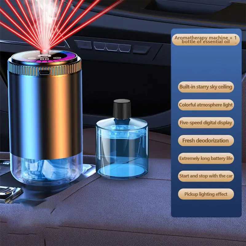 Car Air Purifier Intelligent Perfume Oil Diffuser Romantic Atmosphere LED Light Car Air eners Auto Interior AccessoriesXJ241213