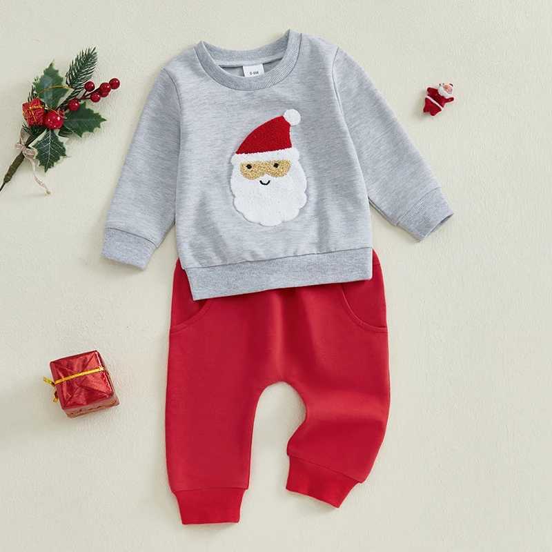 Citgeett Winter Christmas Preschool Baby Boys and Girls Set Cartoon Embroidery Long Sleeve Sweatshirt Pants Set W241213