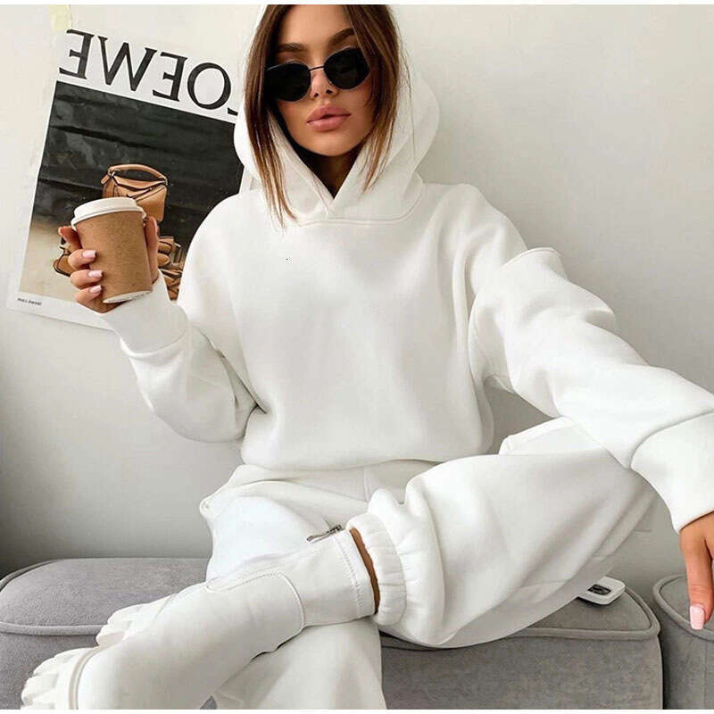 European American Women's Autumn Winter New Hooded Sweatshirt Two-Piece Set, Trendy Clothing, Fashionable And Casual Temperament
