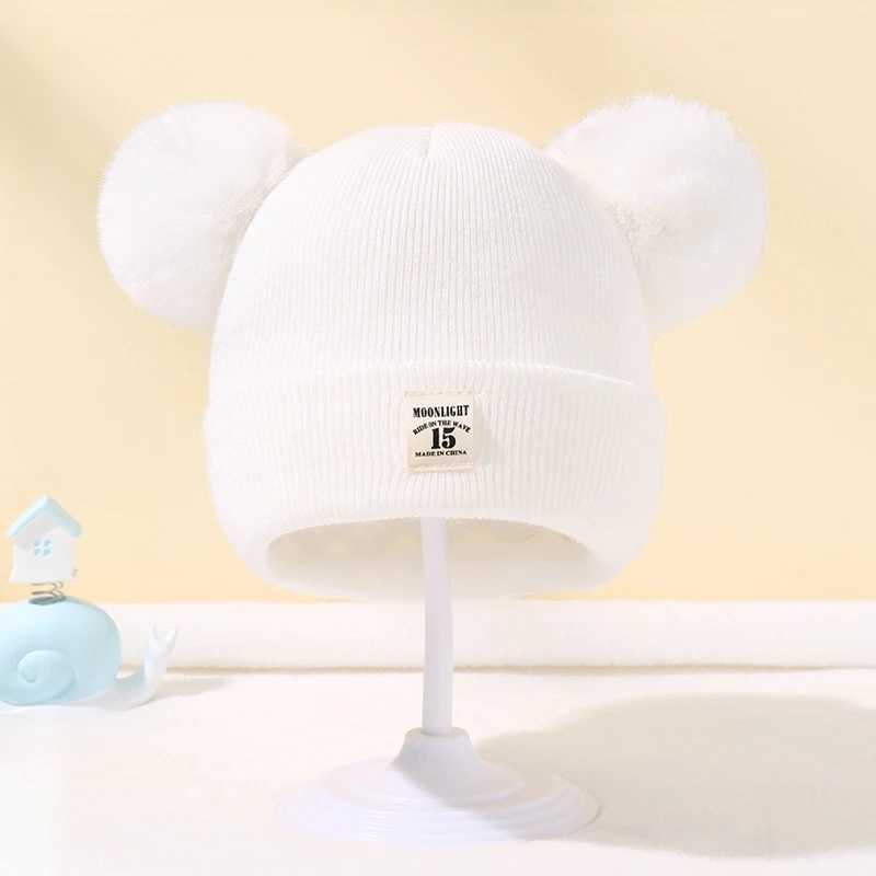 Winter Children Warm Baby Knitted Hats With Pom Kids Knit Beanie Hats Solid Color Childrens Hat For Boys Girls AccessoriesXJ241213