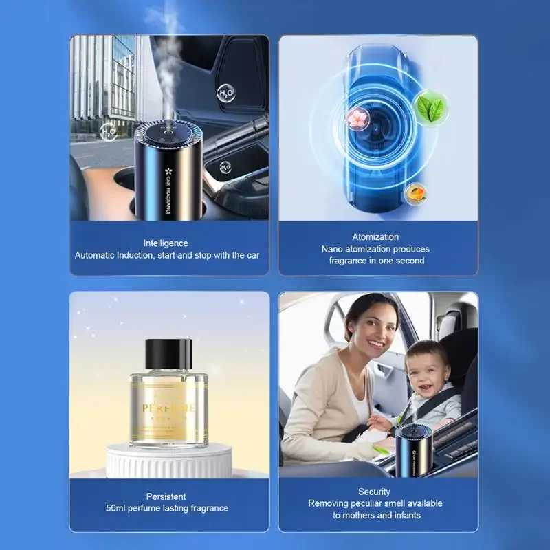 Car Diffuser with LED Starry Ambient Light 50ml Cologne Perfume Car Air ener Flavoring for Cars Fragrance DiffusersXJ241213