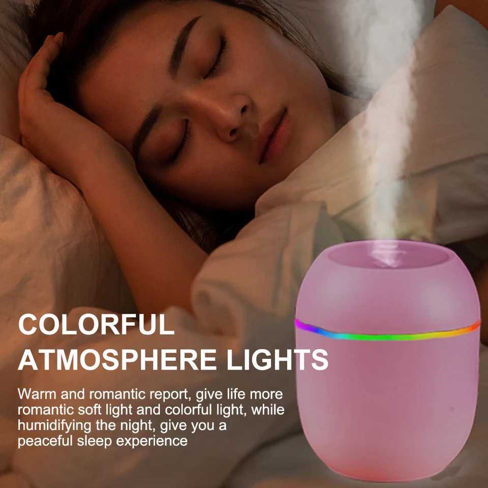 USB Portable Air Humidifier 250ML Essential Oil Diffuser 2 Modes Auto Off with LED Light for Home Car Mist Maker Face SteamerXJ241213