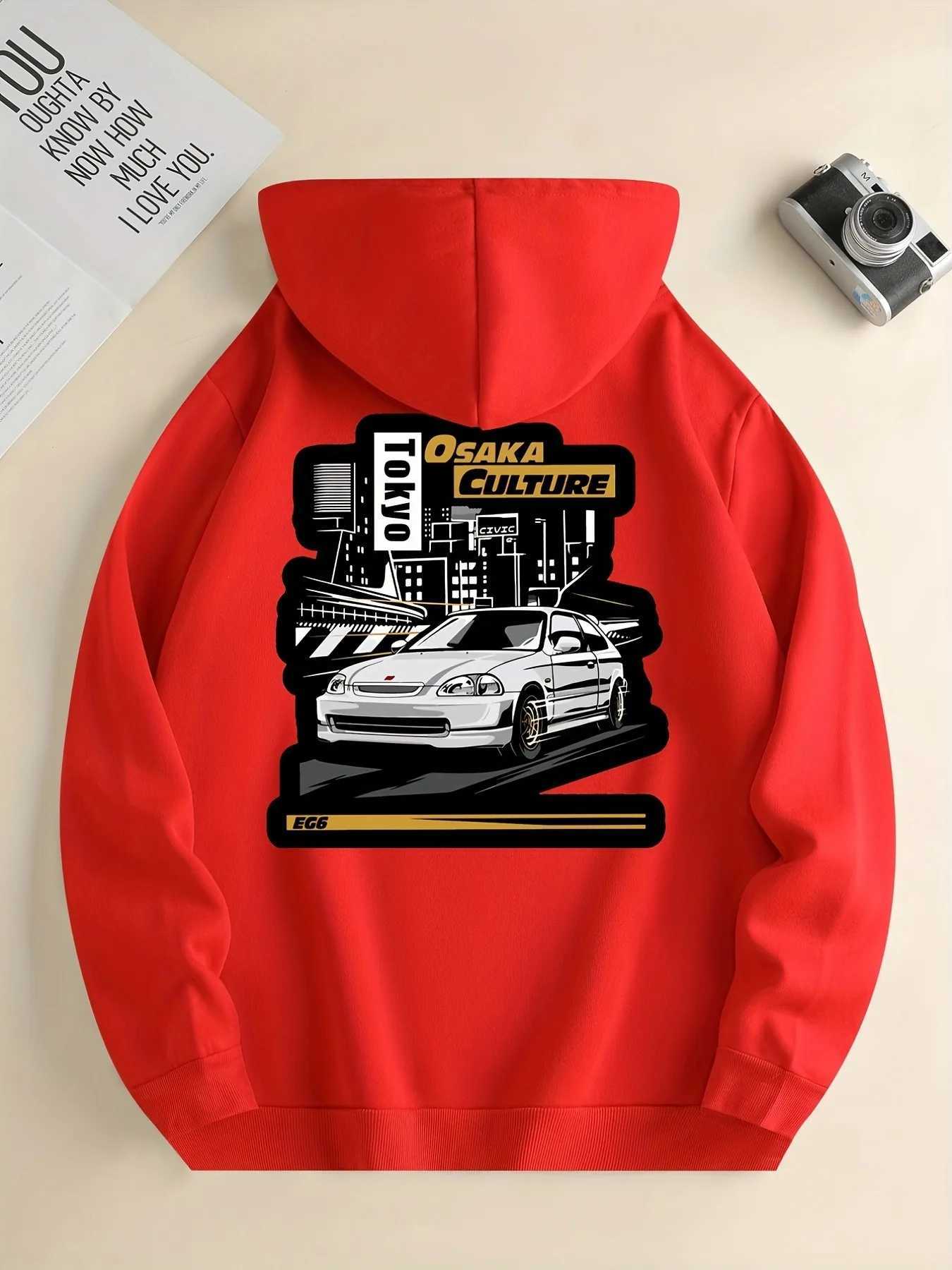 Loose and comfortable mens fashionable hooded sweatshirt with printed pattern for autumn and winter casual sports shirt long sleeved S-3XL W241213