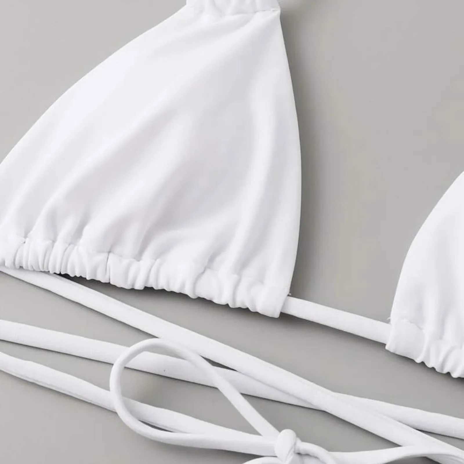 3pcs Thin Strap Bikini Set For Womenm Sexy Cross Bandage Swimsuits Halter Lace-Up Bathing Suit With Cover Ups Trajes De BaOXJ241212