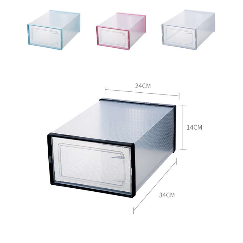 Small double frame plastic transparent shoe box Amazon hot selling folding storage box dustproof and waterproof PP basketball shoe box