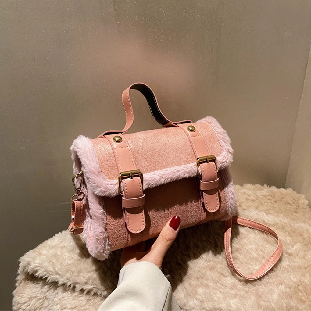 High Appearance Winter Cashmere Velvet Bag Autumn Small Square Handbag Suede Bag 241205