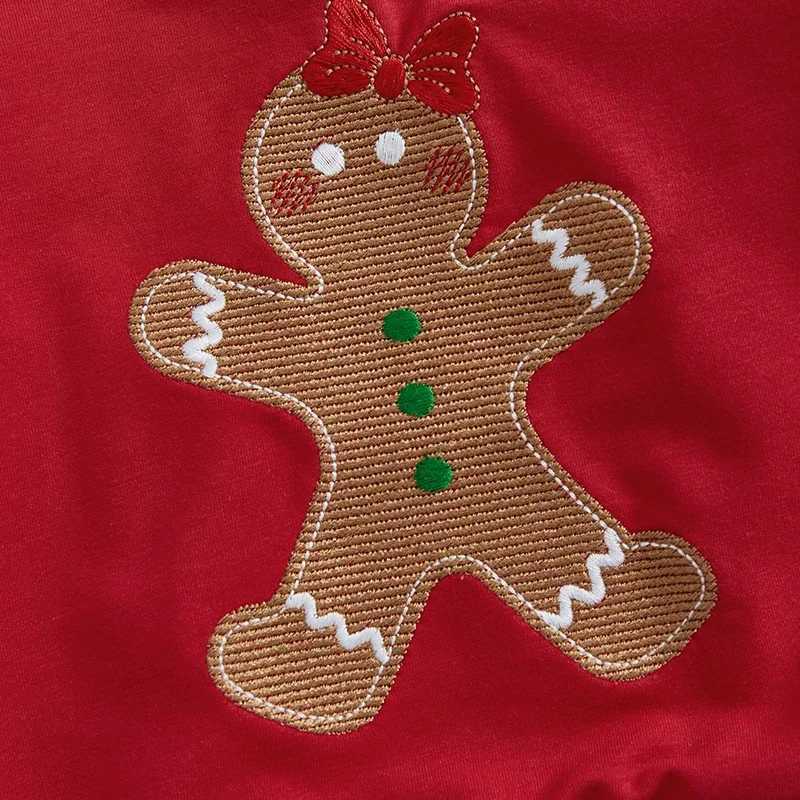 Christmas clothing for young children and girls long sleeved gingerbread sweater+chiffon skiing set childrens clothing W241213