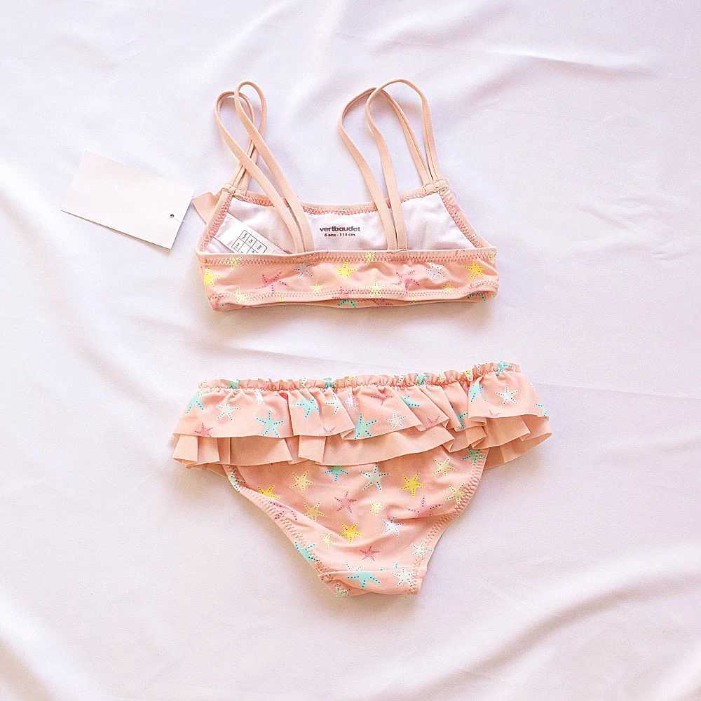 2-10 Years Kids Girls Swimwear Swimsuit 2024 Children Fal Bikinis Set Halter Print Kid Girl Biquini Infantil Bathing SuitXJ241212