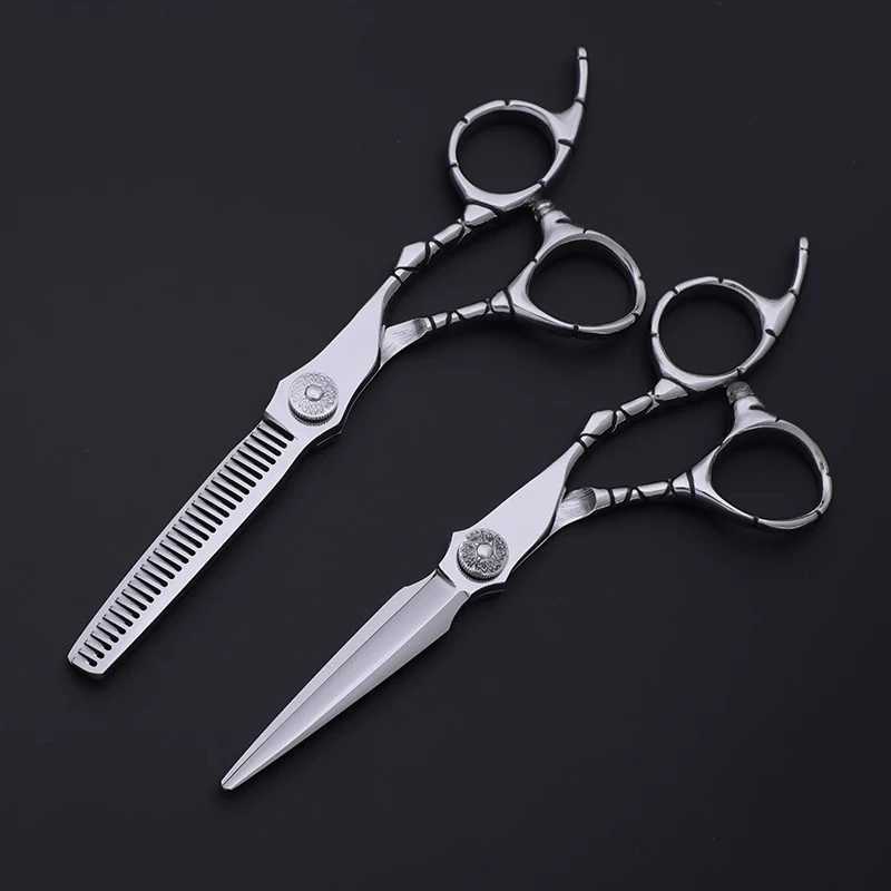 New 6.0 inch Hair Scissors Professional Patterned Handle Hairdresser Barber Tools Salon Hair Cutting Thinning Shears M241213
