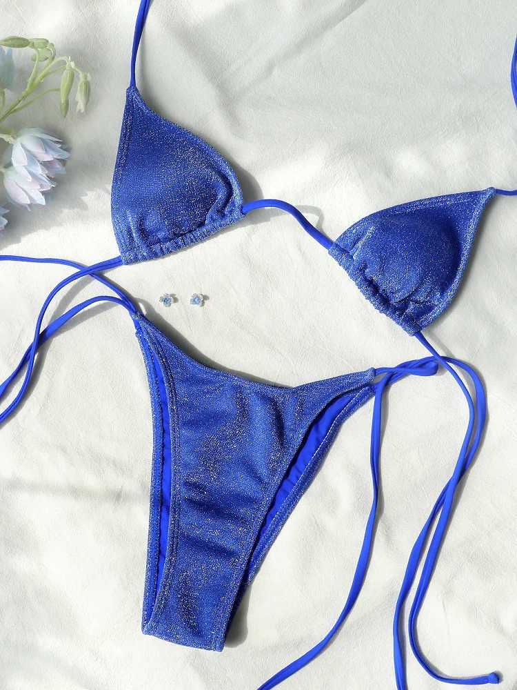 Miyouj Shiny Bikini Set Triang Bikinis Bandage Swimsuit Women Two Piece Swimwear Summer Biquini New BeachwearXJ241212