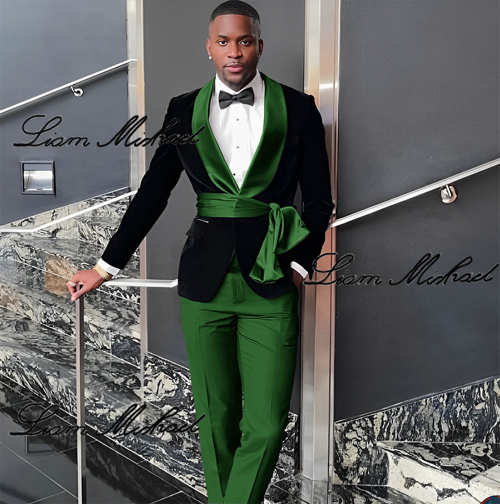 Black Veet Jacket 3 Piece Suit Wedding Groom Tuxedo 2024 Fashion Customized Men's Clothes Elegant