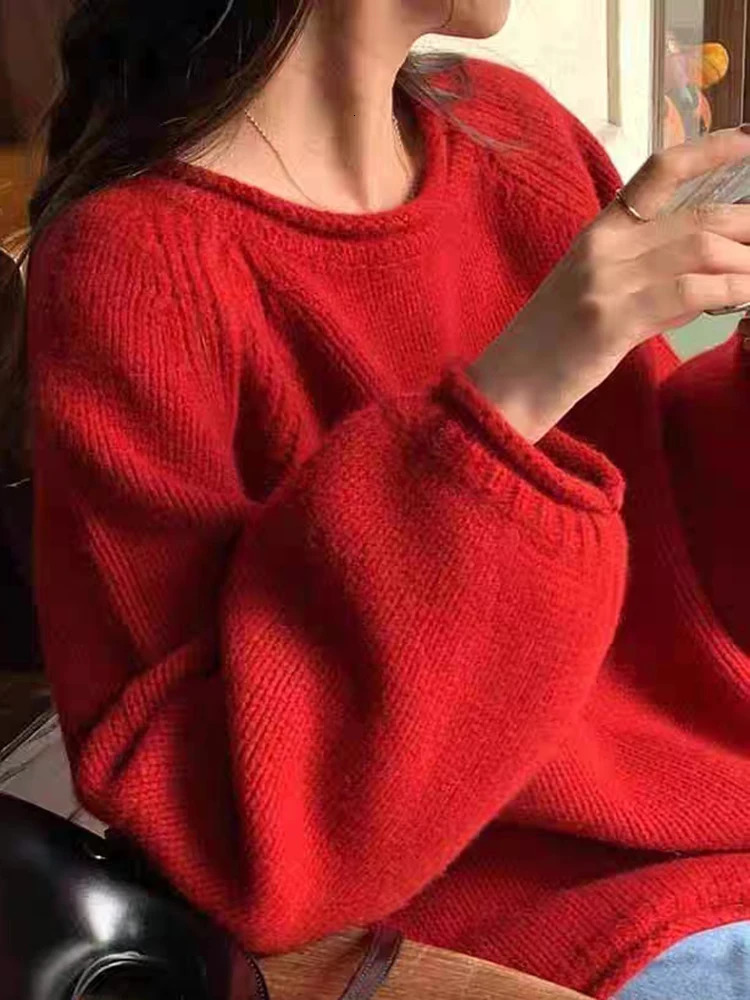 Harajuku Loose Long Sleeve Women Sweater Korean Autumn Winter Jumpers Knitwear Soft Warm Tops Chic Solid Femme Pullover 241203