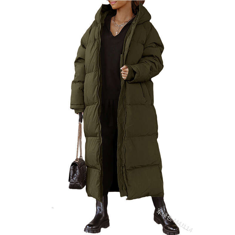 European And American Style Women's New Product Hooded Solid Color Casual Warm Zipper Long Sleeved Jacket Cotton Clothing Fashionable Quality Cla
