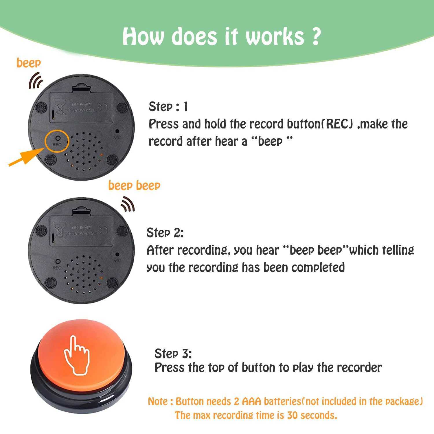 Voice Recording Button Pet Toy Dog Button Communication Pet Training Buzzer Recordable Talking Button Smart Toys X241213