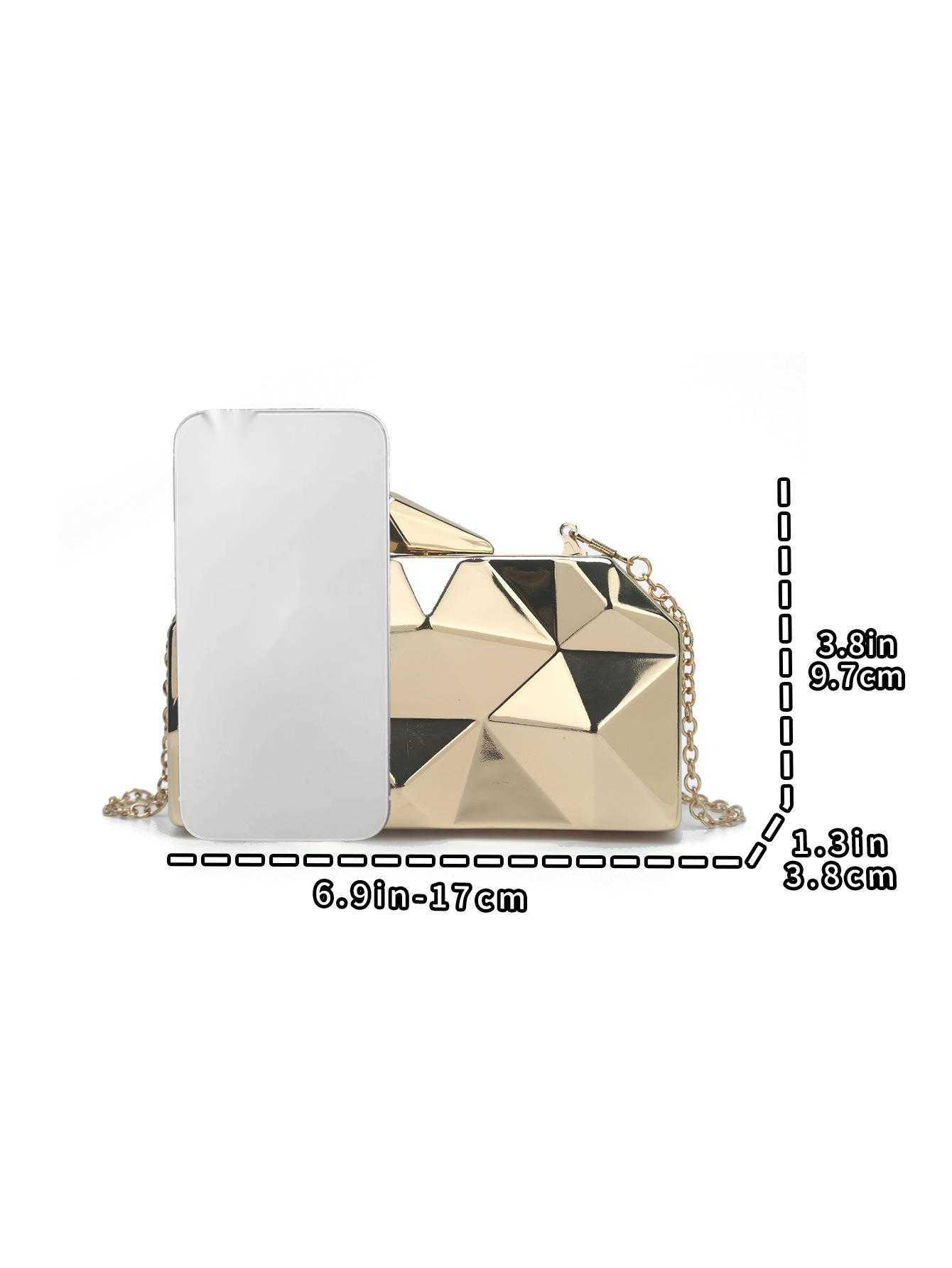 Clutch Bag Korean New Handheld Womens Bag Diamond Iron Box Dinner Bag Irregular Chain Handheld Bag Metal Dinner Bag Women Tote Bag 240920