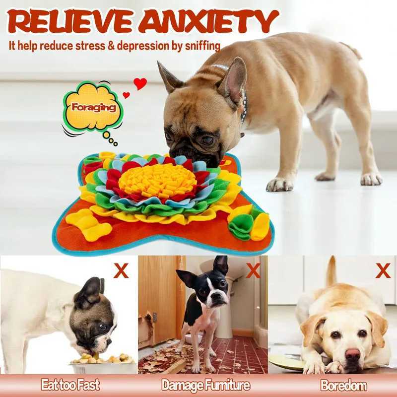 Pet Dog Snuffle Mat Nose Smell Training Sniffing Pad Dog Puzzle Toy Slow Food Feeding Bowl Washable Dog toys scented carpet X241213
