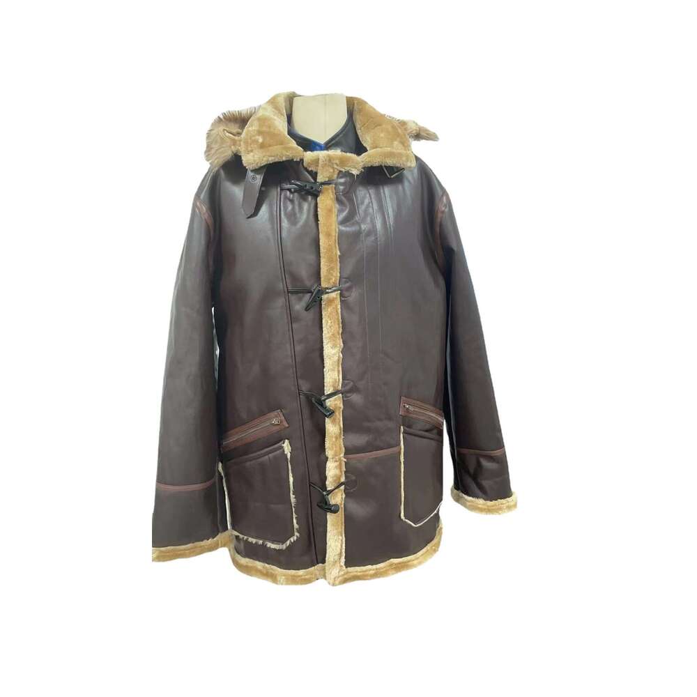 Leather And Integrated Men's Zipper Bag Hooded Fur Coat, Fashionable Quality, Classic