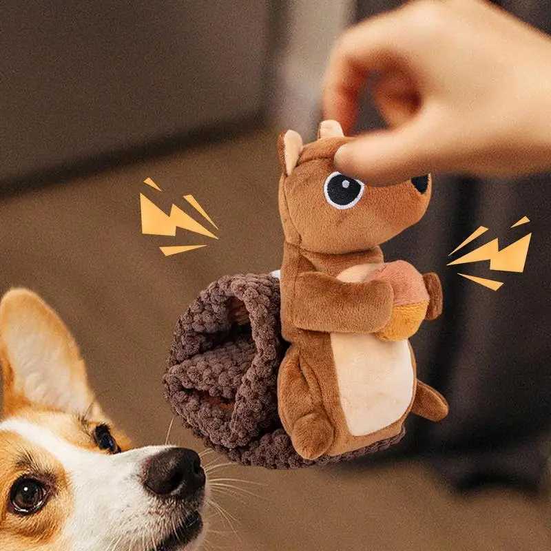 Squirrel dog toy velvet squirrel shape foraging instinct training puppy toy interactive dog puzzle toy with sound device X241213