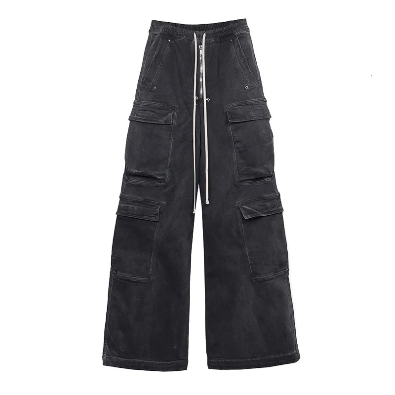 FEWQ High Street Mens Jeans Fashion Vintage Wide Leg Gradient Denim Pants Trend Worn Out Streetwear Overalls 24X3196 241112